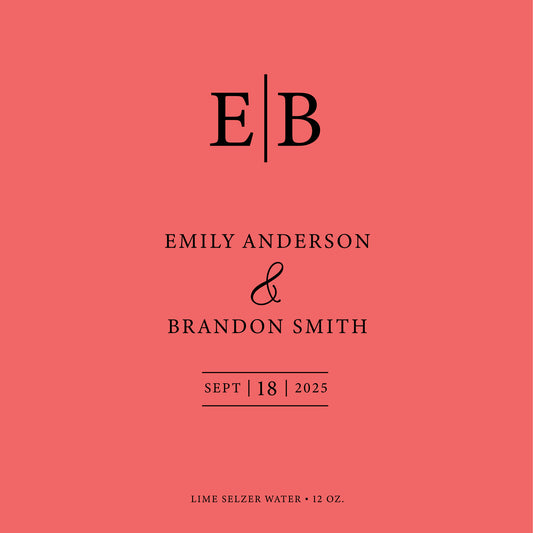 Monogram Coral Red Wedding Beverage