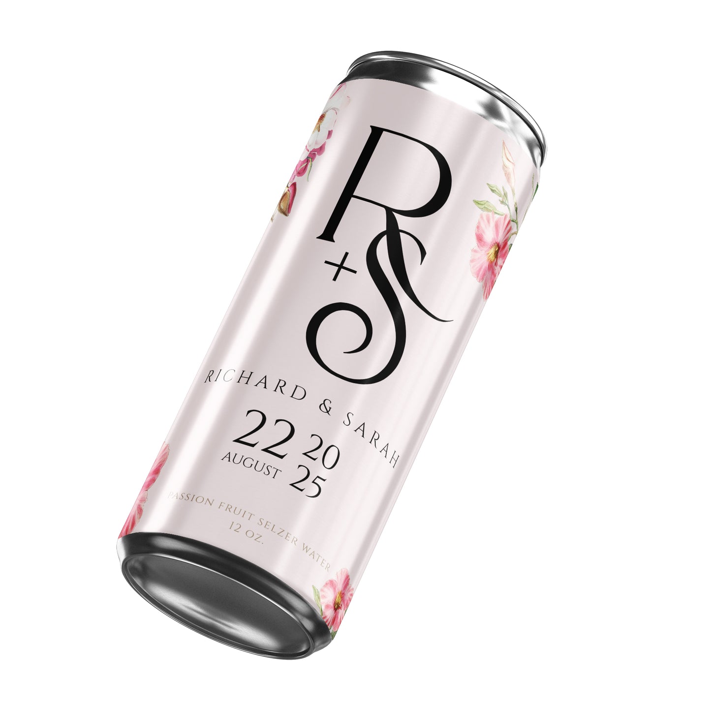 Pink Floral Monogram Wedding Beverage