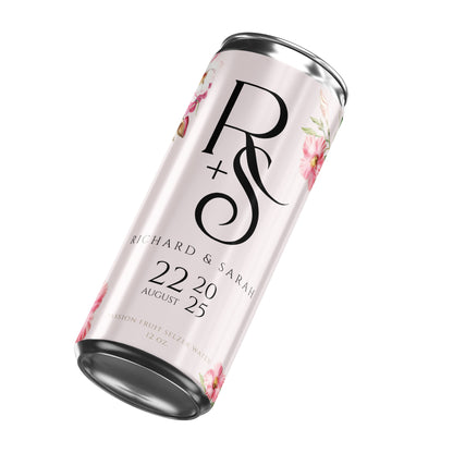 Pink Floral Monogram Wedding Beverage