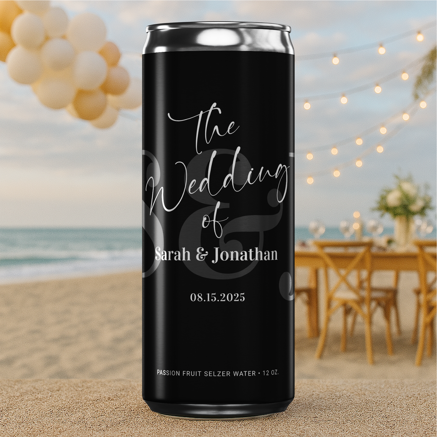 Black & White Mongram Wedding Beverage