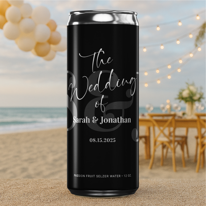 Black & White Mongram Wedding Beverage