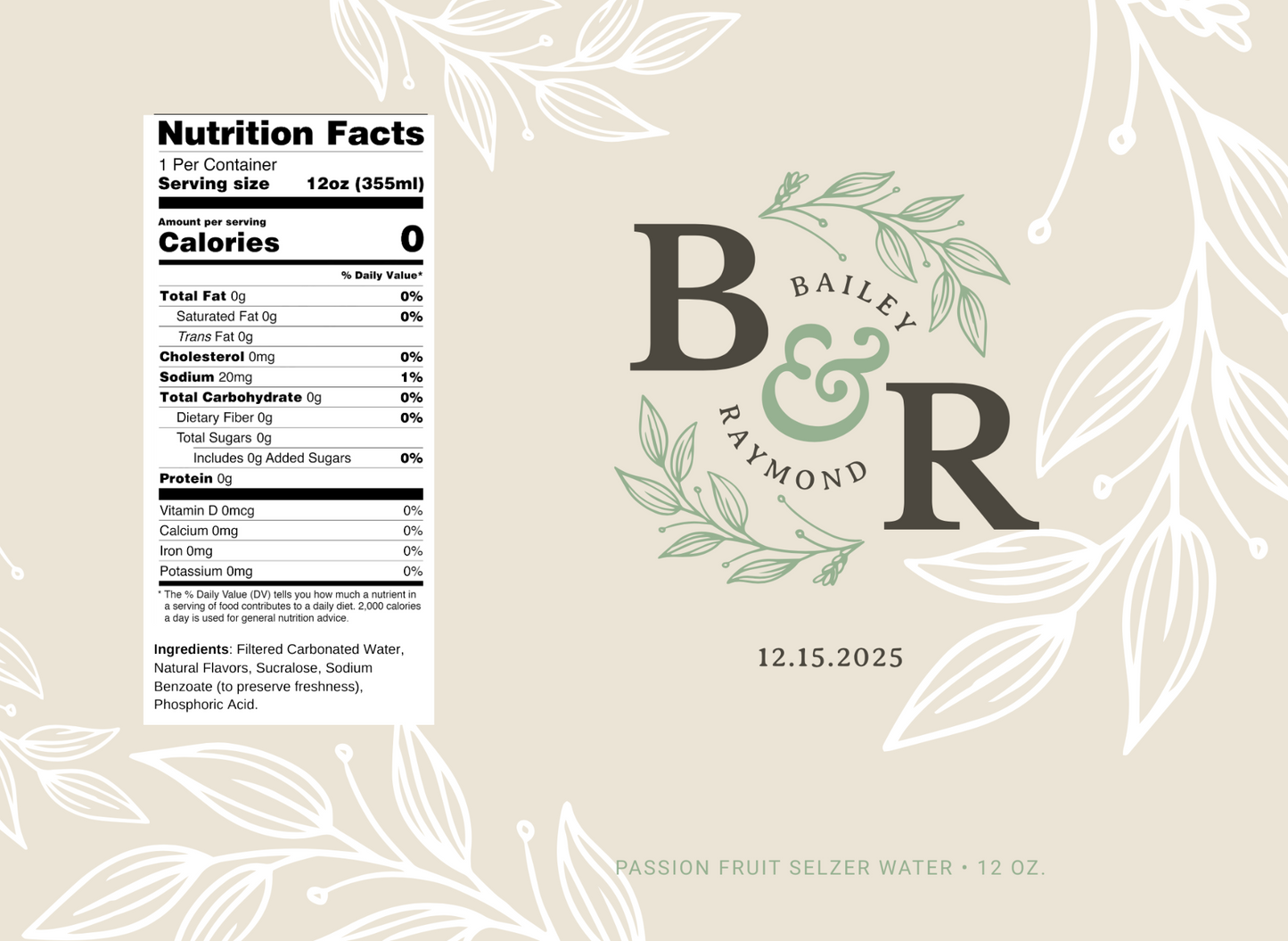 Leaf Motifs Wedding Beverage