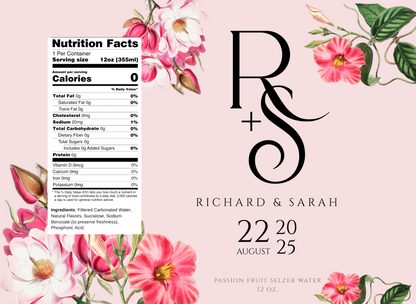 Pink Floral Monogram Wedding Beverage