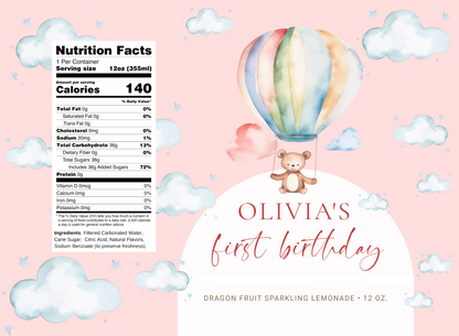 Hot Air Balloon Teddy Bear Birthday Beverage