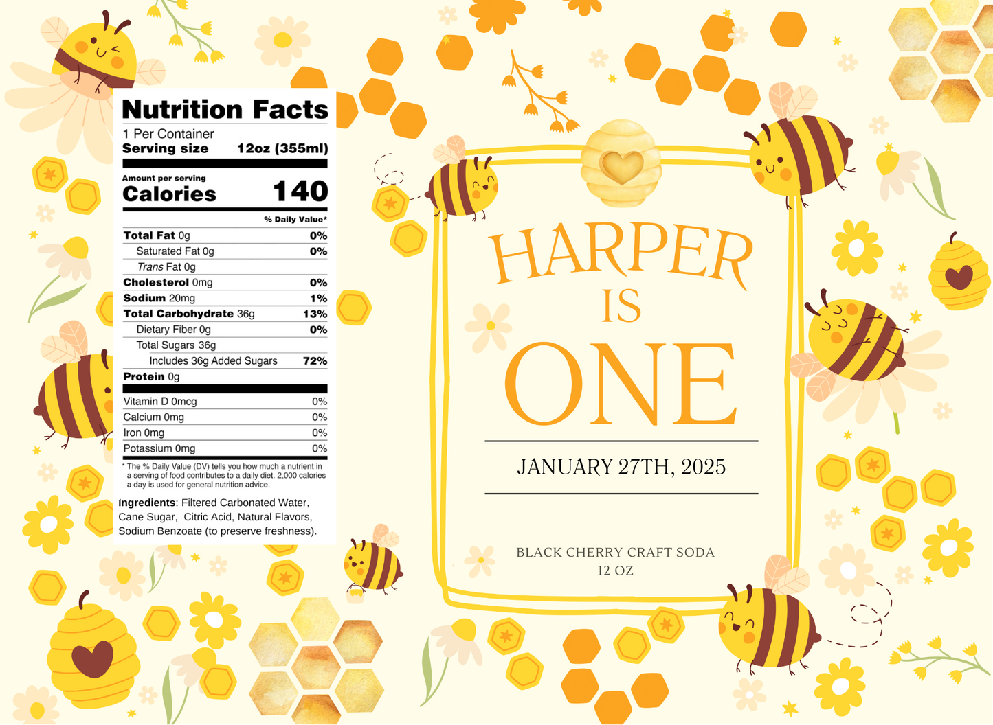 Happy Bee Day Birthday Party Beverage