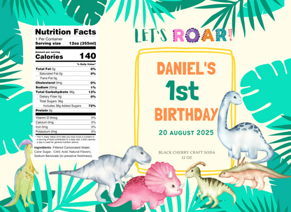 Dino Let's Roar Dinosaurs Birthay Party Beverage