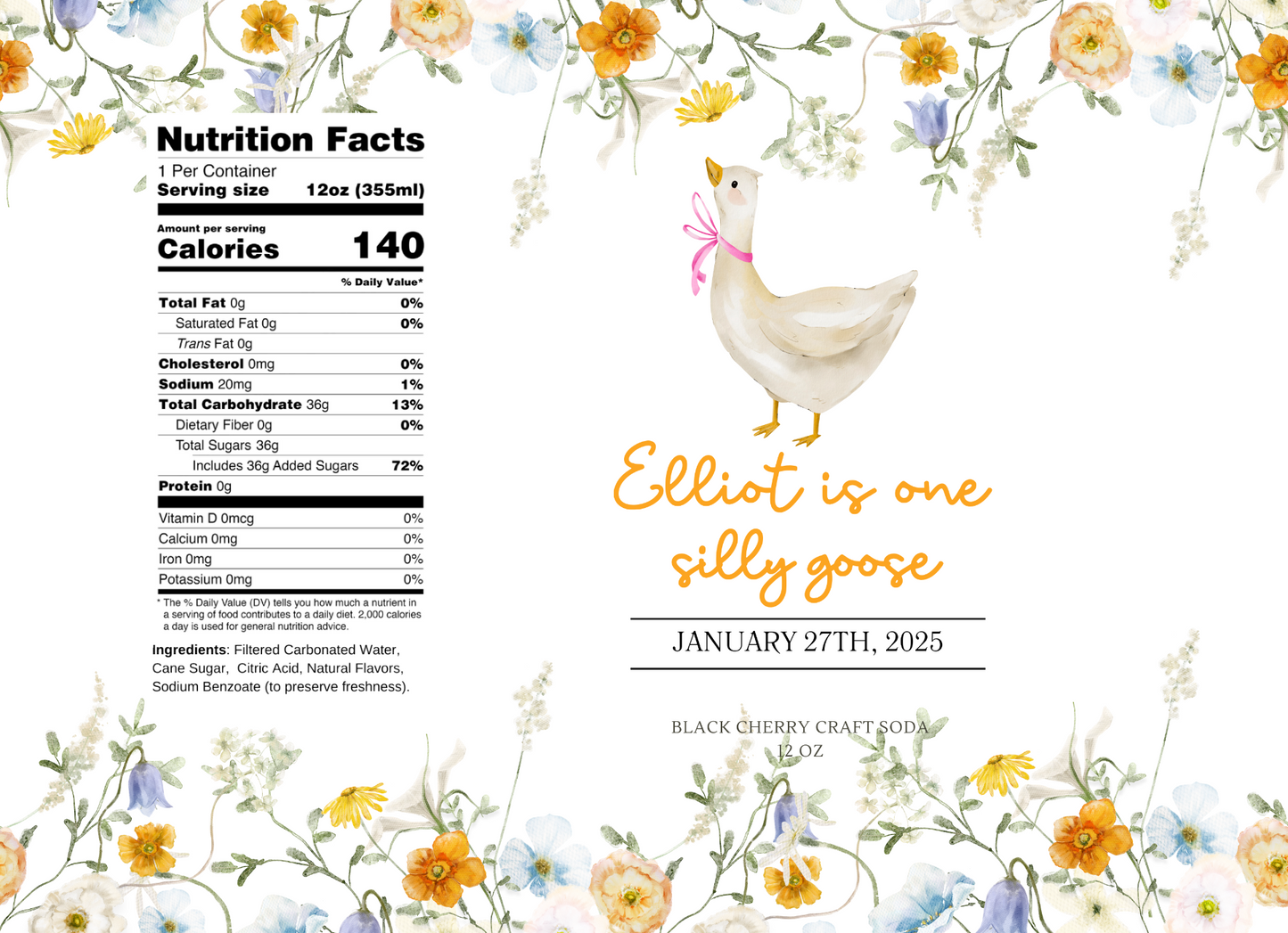 One Silly Goose First Birthay Party Beverage