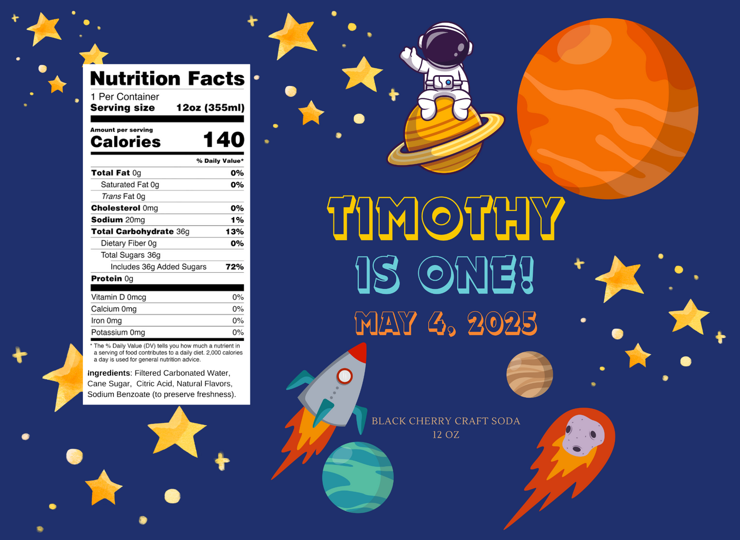 Space Astronaut Theme Birthday Party Beverage