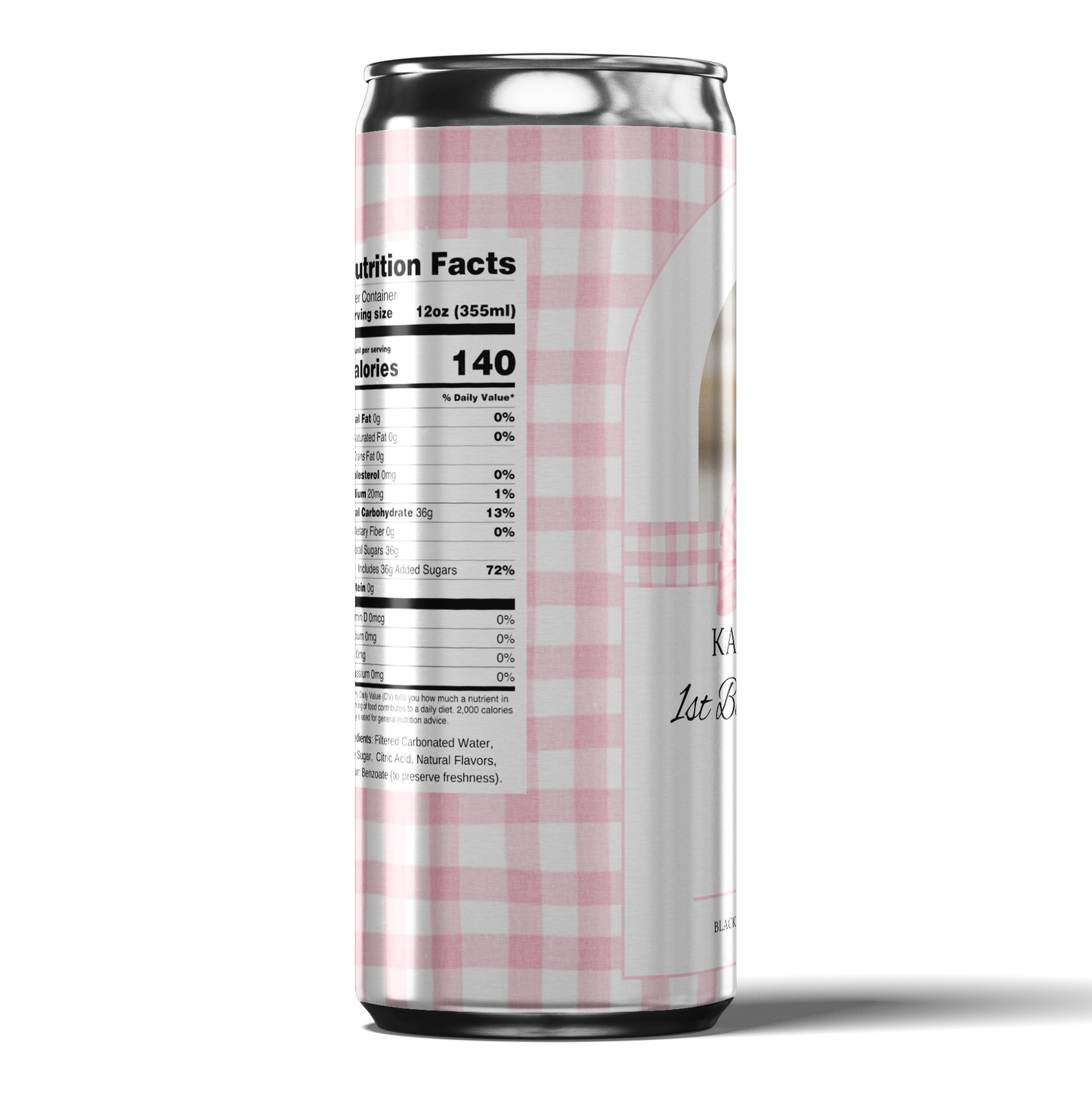 Pink and White Minimalist 1st Birthday Beverage