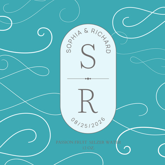 Blue Monogram Wedding Beverage